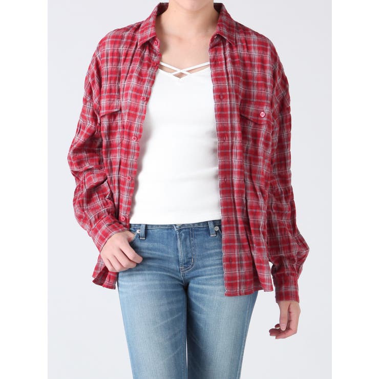 レッド | ガーゼチェックシャツ | GYDA