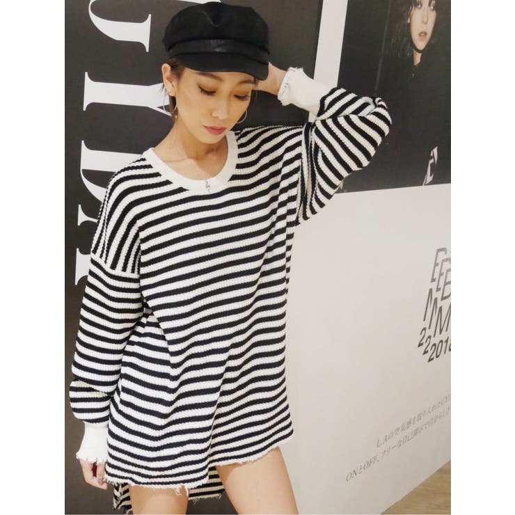 GYDA - ワッフルニットTOPS ジェイダ GYDA ワッフルニットTOPS （ブラック） -靴