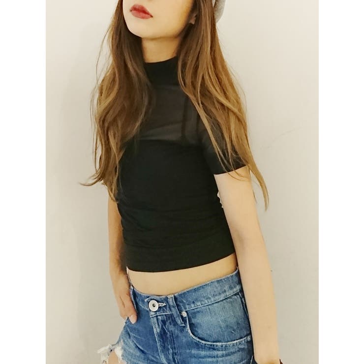 ハーフスリーブシースルーカットTOPS[品番：MKSW0010909]｜GYDA