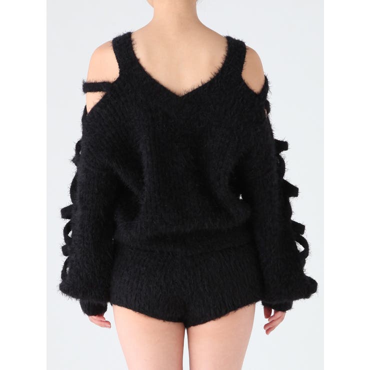 おトク情報がいっぱい！ レースアップシャギーニットTOPS[品番：MKSW0005313]｜GYDA 半袖Tシャツ