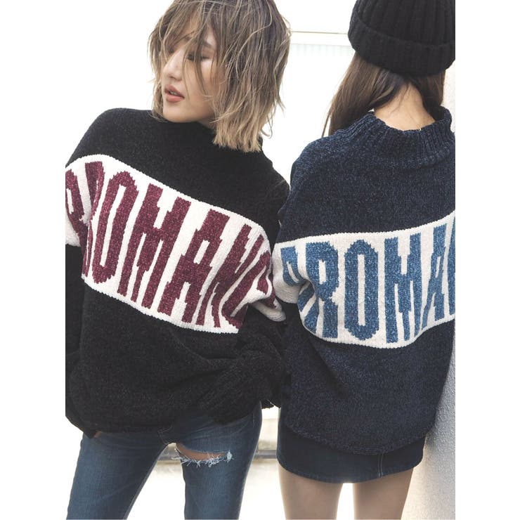 GYDA - 新品未使用タグ付き★BROMANCE ジャガードニットTOPS ジェイダ GYDA BROMANCEジャガードニットTOPS （ネイビー
