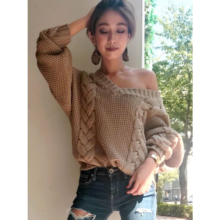 GYDA - GYDA ボリュームスリーブ2WAYブリーチニットTOPS 2WAYボリュームスリーブブリーチニットTOPS[品番：MKSW0005320
