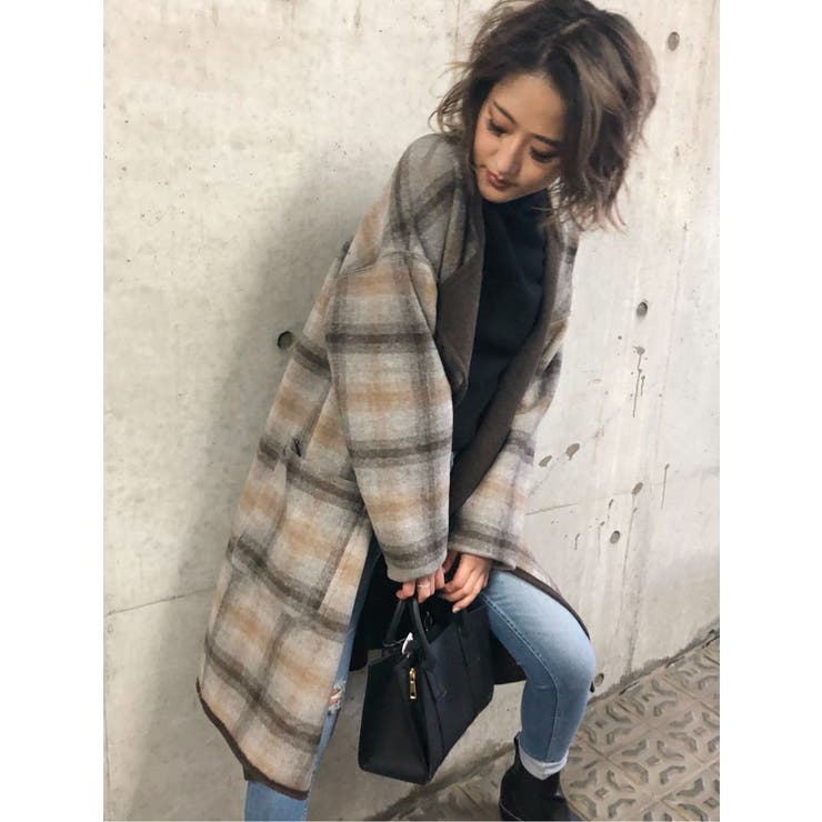 ダブルフェイスチェックコート[品番：MKSW0011476]｜GYDA（ジェイダ）のレディースファッション通販｜SHOPLIST（ショップリスト）