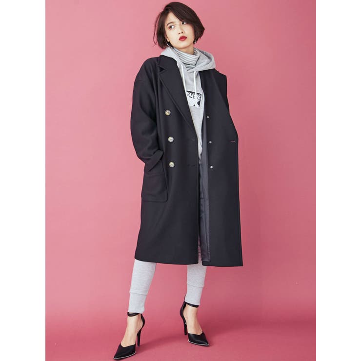 GYDA チェスターコート GYDA（ジェイダ）の「フェイクレザー ロングチェスターコート