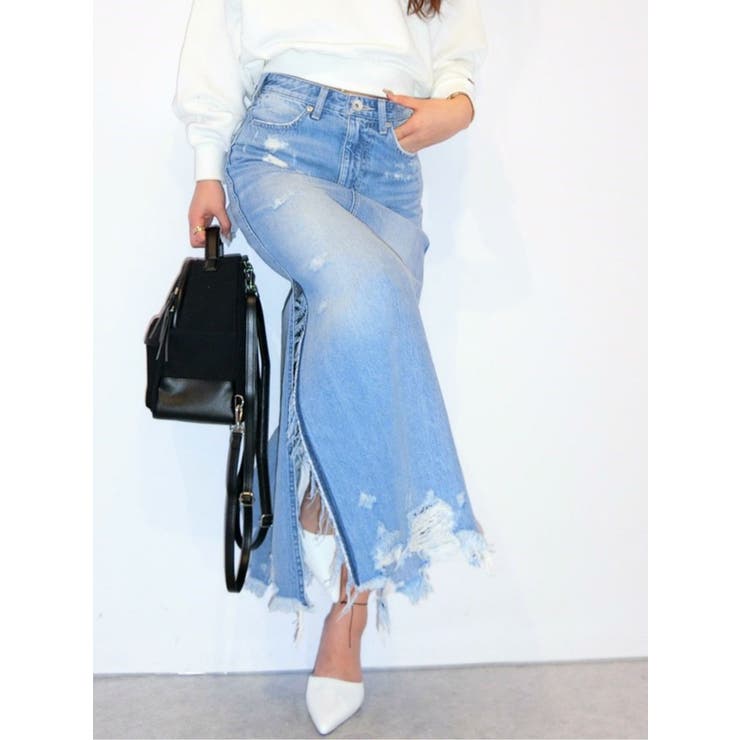 70.GYDA スリットサロペットデニムロングスカート ジェイダ GYDA 