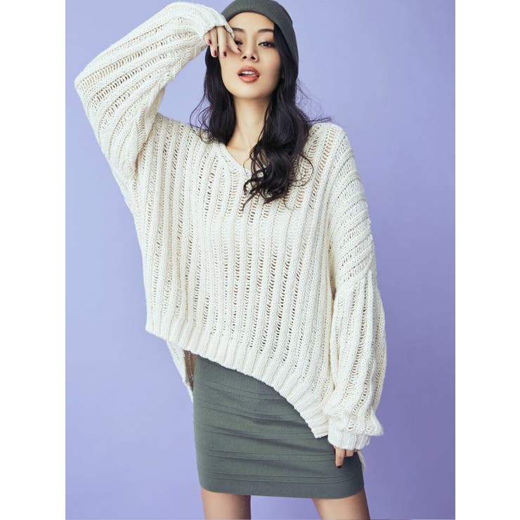 ネップVネックニットTOPS[品番：MKSW0012028]｜GYDA（ジェイダ