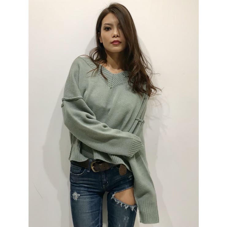 VネックダメージニットTOPS[品番：MKSW0012498]｜GYDA（ジェイダ）の