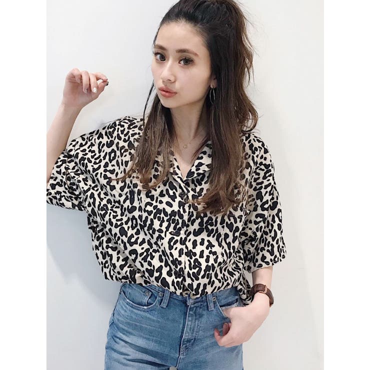 LA PRESTICOUISTON♡♡femme レオパード×ハートシルクシャツ LA PRESTICOUISTON♡♡femme レオパード×ハートシルクシャツ