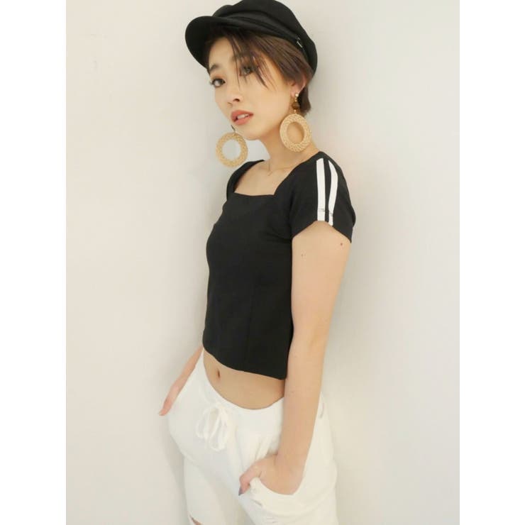 ラインスクエアネックTシャツ | GYDA | 詳細画像15 