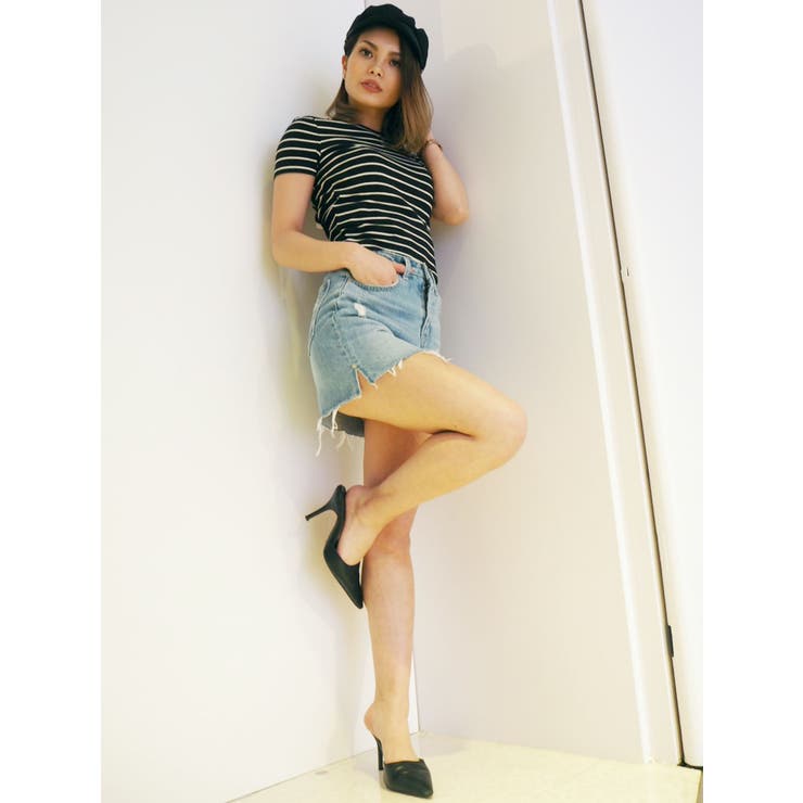 BACK OPENショートボーダーTシャツ | GYDA | 詳細画像16 