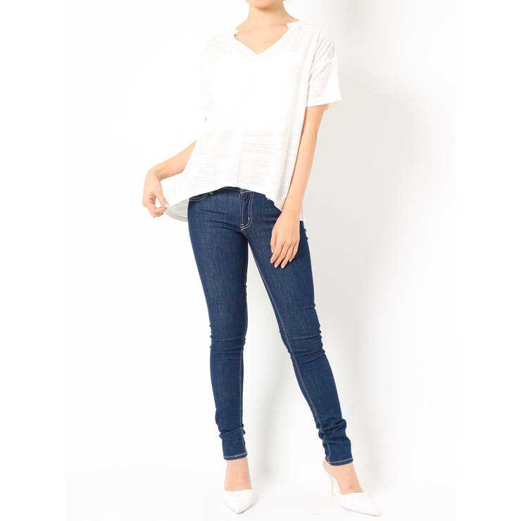 VネックデザインスラブTシャツ | GYDA | 詳細画像8 