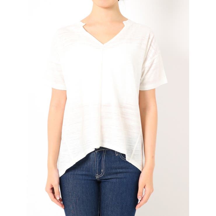 VネックデザインスラブTシャツ | GYDA | 詳細画像9 