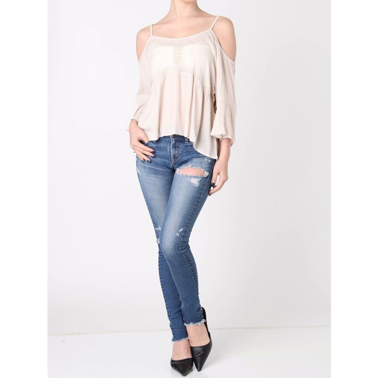 刺繍オフショルキャミTOPS[品番：MKSW0013814]｜GYDA（ジェイダ