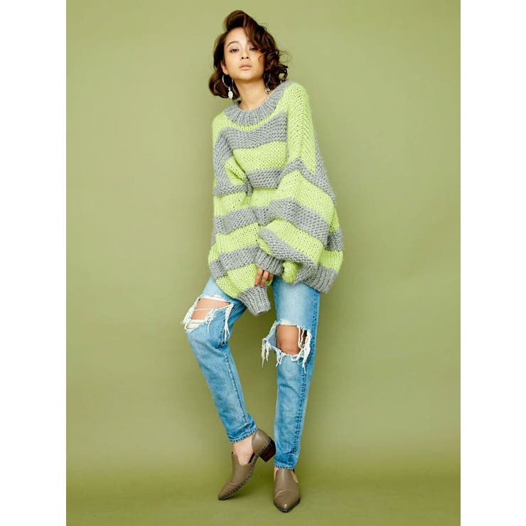 vintage Wダメージペグトップデニムパンツ[品番：MKSW0022407