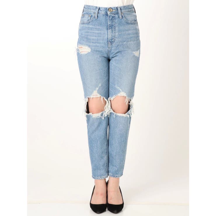 vintage Wダメージペグトップデニムパンツ[品番：MKSW0022407