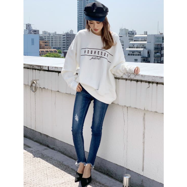 RUGGED EDGEミドルウエストスキニーデニムパンツ[品番