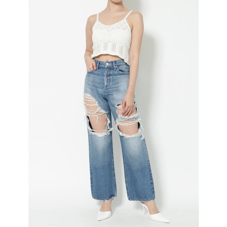 人気定番 ハード 新品未使用 Gyda 最終値下 ダメージ デニム ルーズ デニム ジーンズ Greentree Org