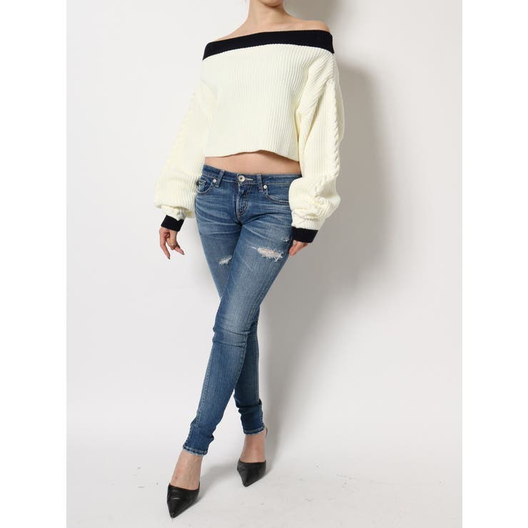 バイカラーケーブルニットTOPS[品番：MKSW0023058]｜GYDA（ジェイダ）のレディースファッション通販｜SHOPLIST（ショップリスト）