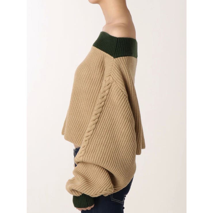 バイカラーケーブルニットTOPS[品番：MKSW0023058]｜GYDA（ジェイダ）のレディースファッション通販｜SHOPLIST（ショップリスト）