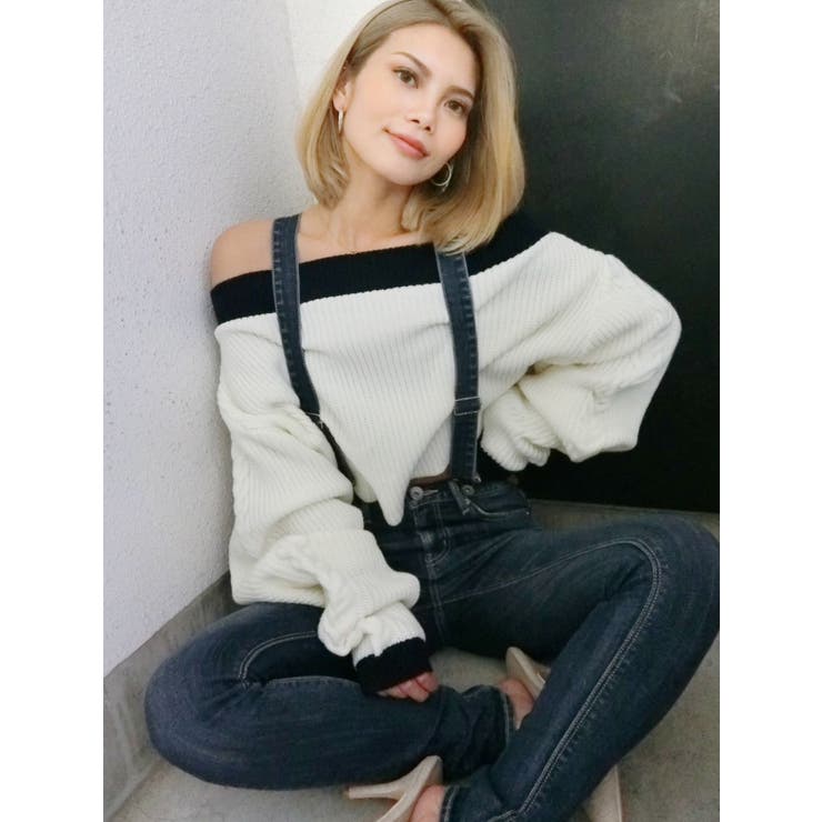 バイカラーケーブルニットTOPS[品番：MKSW0023058]｜GYDA（ジェイダ）のレディースファッション通販｜SHOPLIST（ショップリスト）