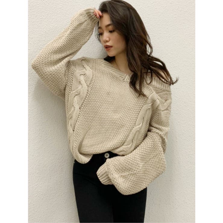 ベージュ | 2WAYブリーチニットTOPS | GYDA
