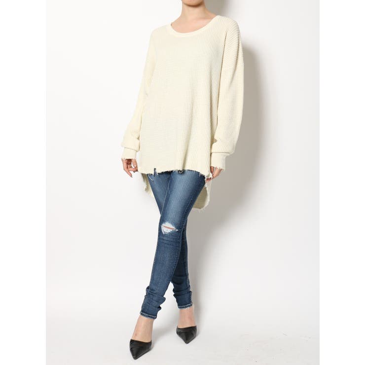 ダメージワッフルニットTOPS[品番：MKSW0022494]｜GYDA