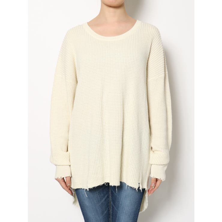 ダメージワッフルニットTOPS[品番：MKSW0032999]｜GYDA