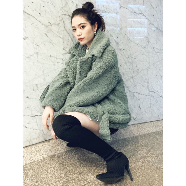 GYDA アウター GYDA - GYDAジェイダ☆ビッグカラーワイドリブB-3ジャケット黒オーバー