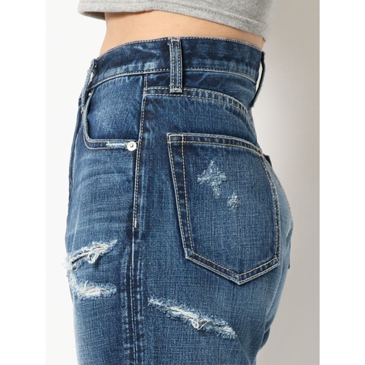 KNEEスクエアクラッシュペグトップデニムパンツ[品番 KNEEスクエアクラッシュペグトップデニムパンツ[品番