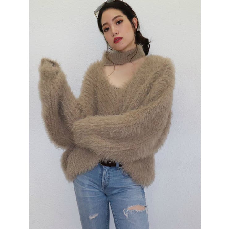 通販 公式サイト - 驚きの激安価格 シャギーVネックチョーカーニットTOPS[品番：MKSW0022599]｜GYDA トップス