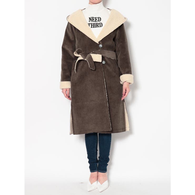 【ISETAN】コーデュロイ×ボアコート　高級感、ギャングコート ISETAN】コーデュロイ×ボアコート 高級感、ギャングコート