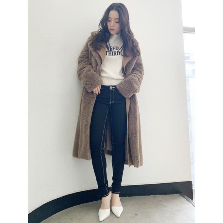 ブラウン | レイヤードボアロングコート | GYDA