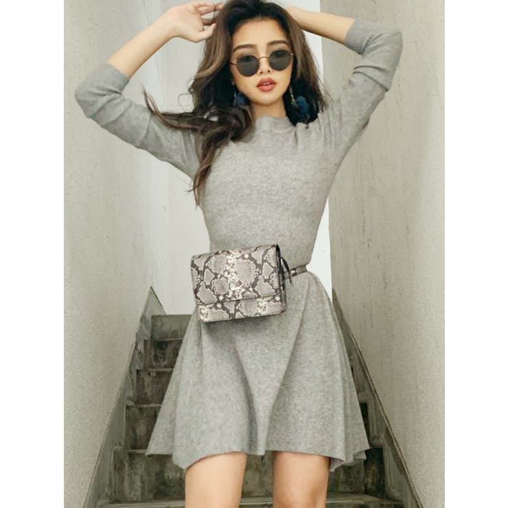 グレー | フレアリブニットワンピース | GYDA