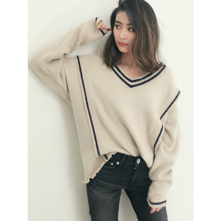 ベージュ | チルデングラインダーニットトップス | GYDA