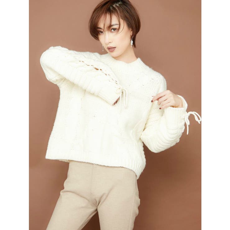 レースアップケーブルニットトップス | GYDA | 詳細画像33 