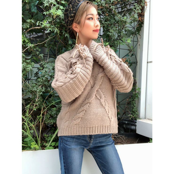 レースアップケーブルニットトップス | GYDA | 詳細画像7 