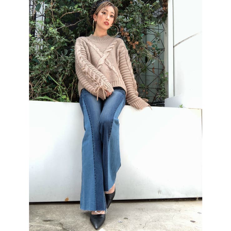 レースアップケーブルニットトップス | GYDA | 詳細画像8 