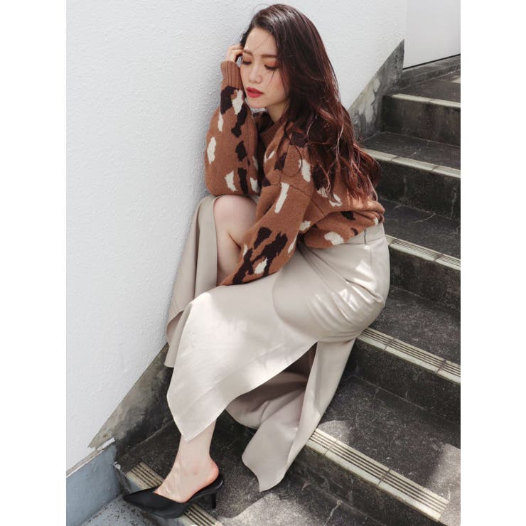 カラーレオパードジャガードニットトップス | GYDA | 詳細画像11 