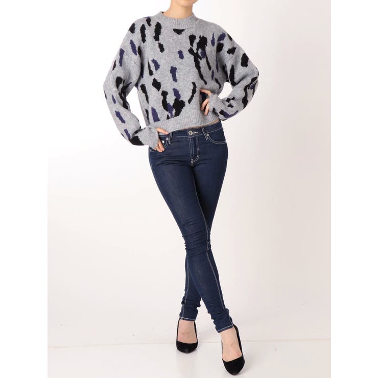 カラーレオパードジャガードニットトップス | GYDA | 詳細画像13 