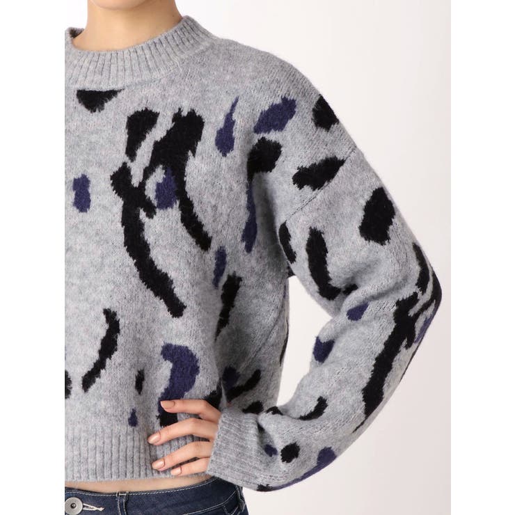カラーレオパードジャガードニットトップス | GYDA | 詳細画像18 