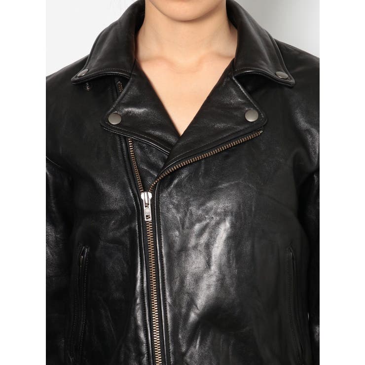 値下げ❣️【⠀パリで購入！】JAYLOUCY☆お洒落なラムレザージャケット☆XL ラムセミネイキッドプルオーバーレザージャケット｜メンズビギの