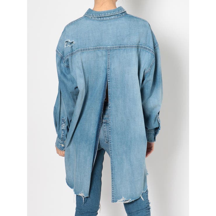 お値下げ❣️試着と水通しのみ✨45RコットンリネンデニムのビックTシャツ お値下げ❣️試着と水通しのみ✨45RコットンリネンデニムのビックT