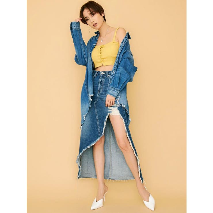 センターバックスリットデニムシャツ[品番：MKSW0027317]｜GYDA