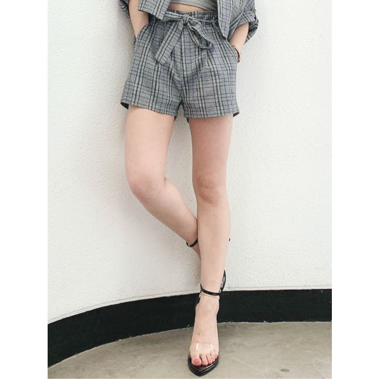 【セットアップ着用可能】ハイウエストチェックショーパン | GYDA | 詳細画像1 