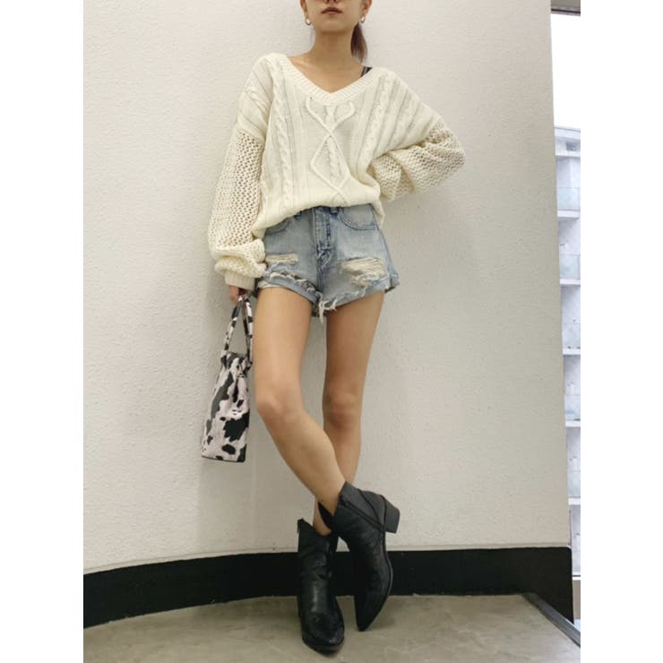 r.d.a. jeans ダメージデニムショートパンツ　23インチ J/Wダメージデニムショートパンツ[品番：MKSW0028004]｜GYDA