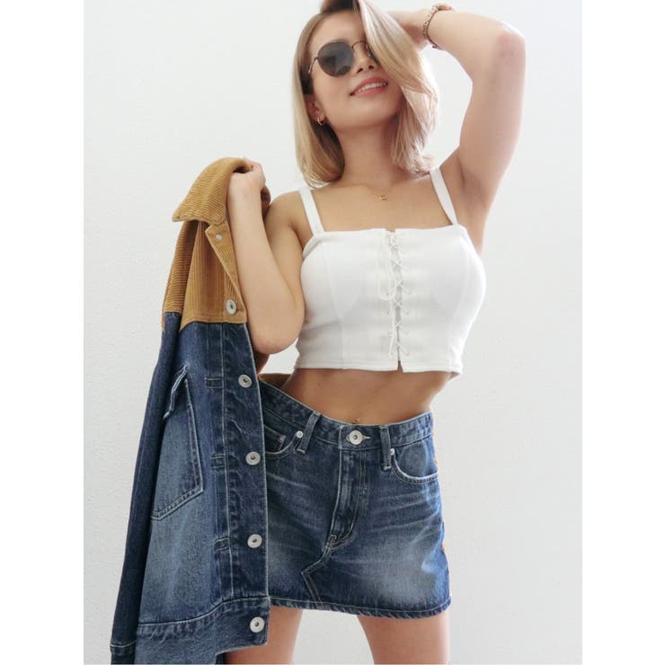 【やーさん様】アイボリー レースアップ ビスチェ レースティアードキャミビスチェ - Ank Rouge(アンクルージュ)の