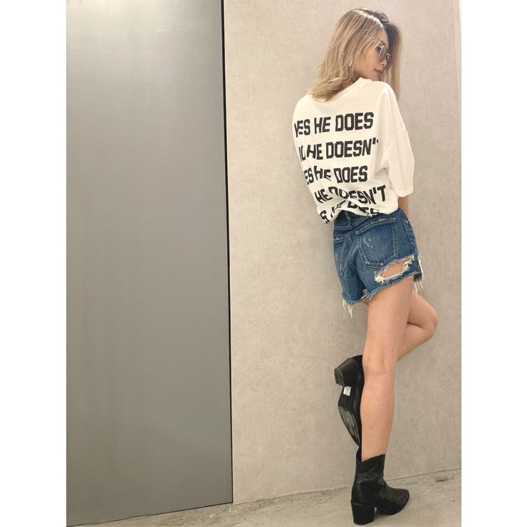 ジェイダ GYDA BACK RIPPEDデニムショートパンツ （ブルー