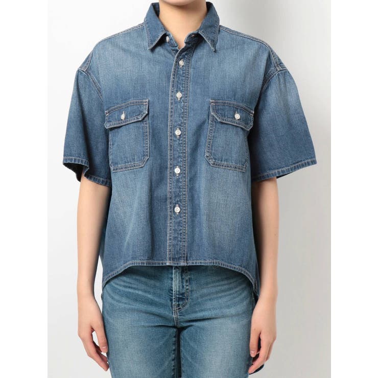 バックロングハーフスリーブデニムシャツ[品番：MKSW0030326