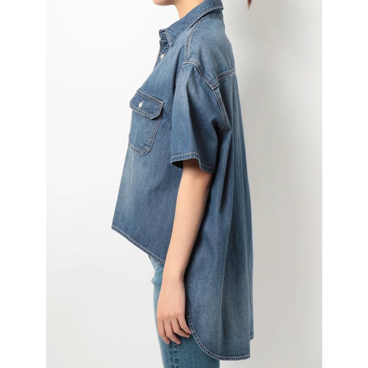 バックロングハーフスリーブデニムシャツ[品番：MKSW0030326]｜GYDA 