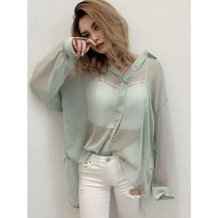 GYDA - GYDA シースルーバックスリットシャツ シースルーバックスリットシャツ[品番：MKSW0030947]｜GYDA